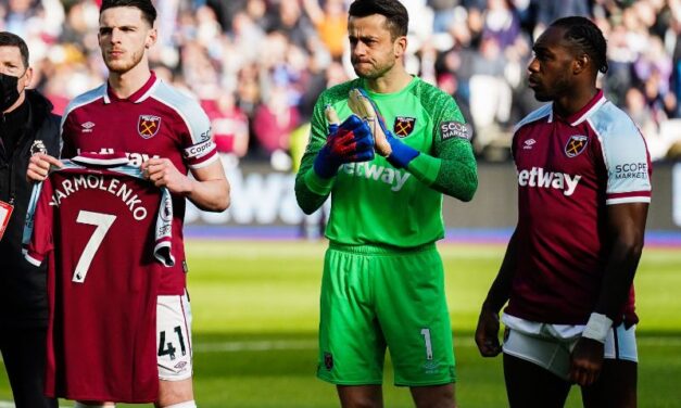 Tomáš Souček i Declan Rice po meczu z Wolverhampton